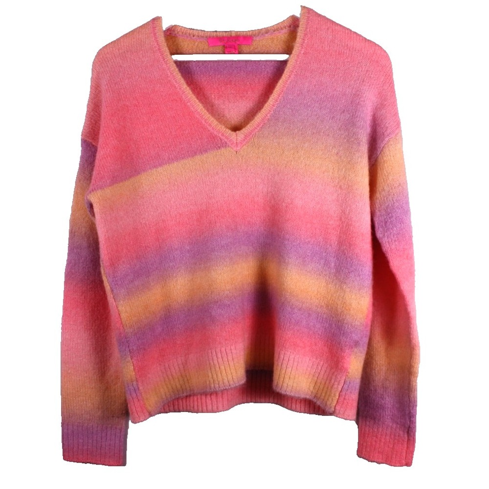 Lily Pulitzer Sweater Womens Small Multicolor Chiya Wool Blend Colorful Striped